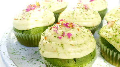 LolaMillieEats' Matcha Cupcakes with Orange Frosting