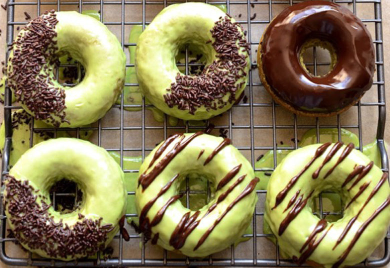 Baked Apple Matcha Donuts