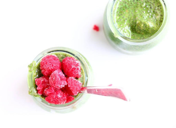 Just Matcha and Baking-Ginger's Matcha and Raspberry Chia Pudding